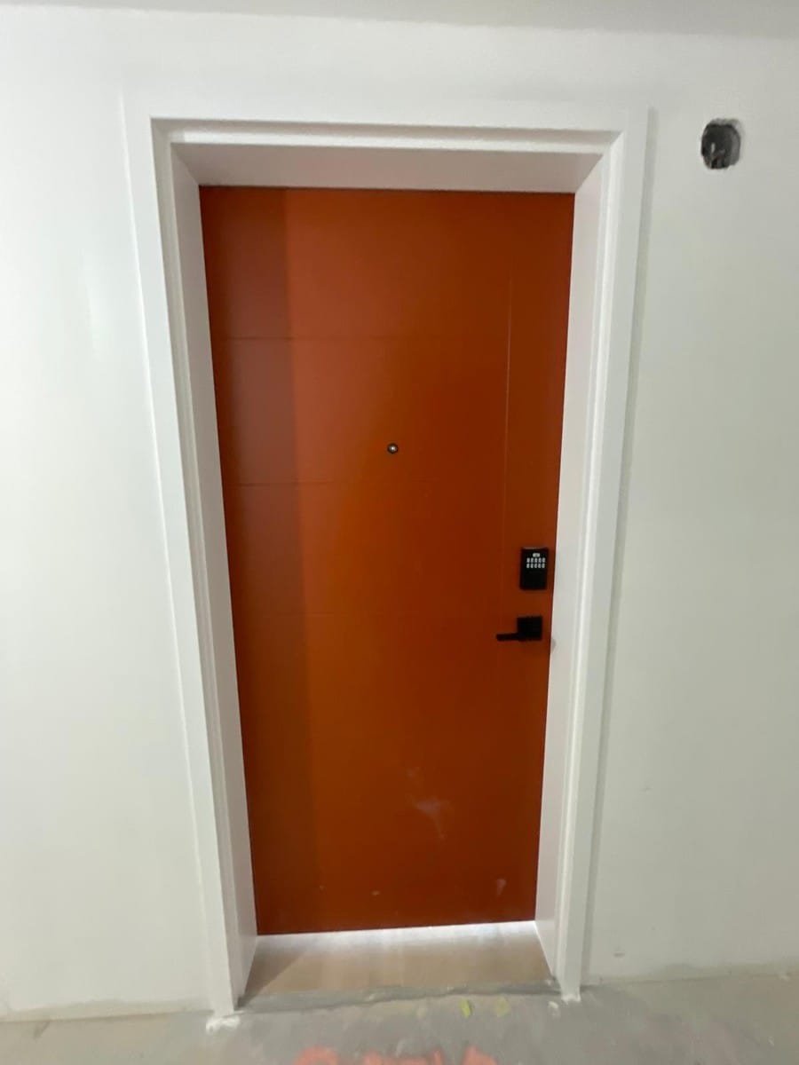 Burnt Orange Door — Trim & Doors by Royal Surface Painting, Calgary