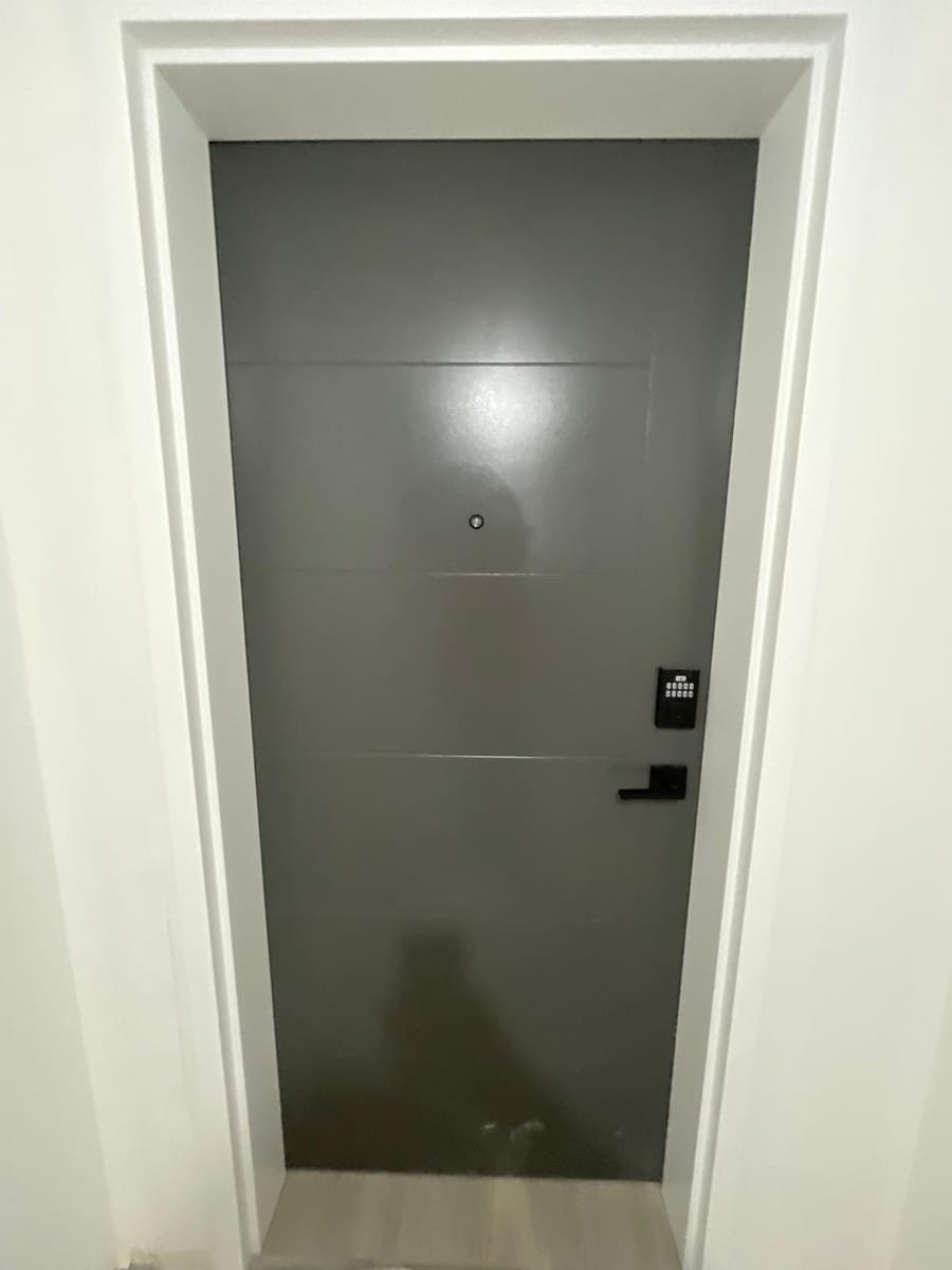 Slate Grey Entry Door — Trim & Doors by Royal Surface Painting, Calgary