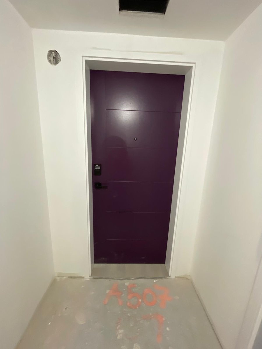 Violet purple entry door by Royal Surface Painting, Calgary